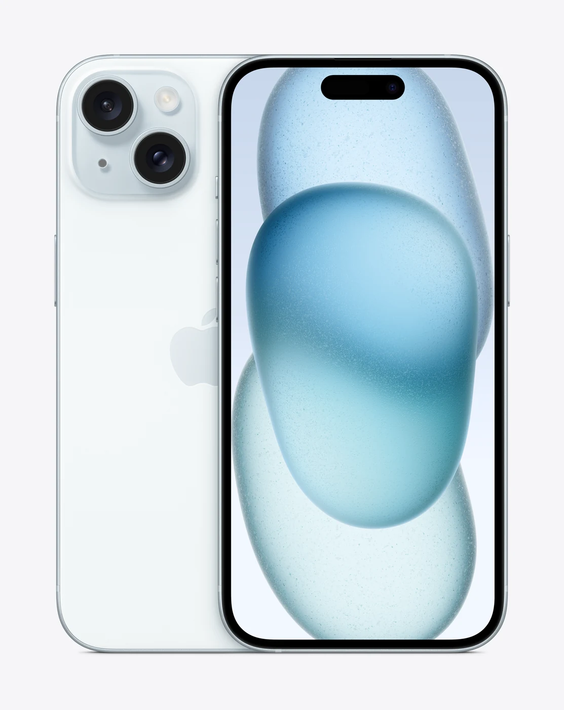 iPhone 15 in Blue, Vorder- und Rückseite