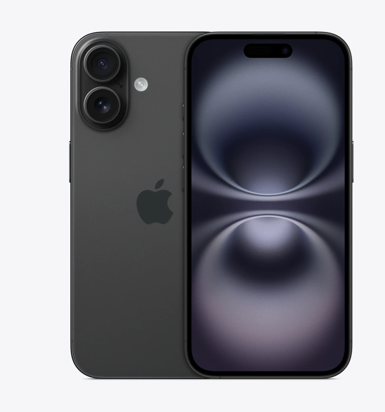 iPhone 16 in Black, Vorder- und Rückseite